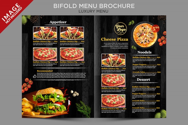 PSD menu bifold luxo dentro da série de brochuras