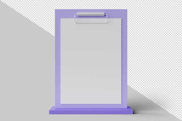 PSD menu de clip de table isolé en violet a4