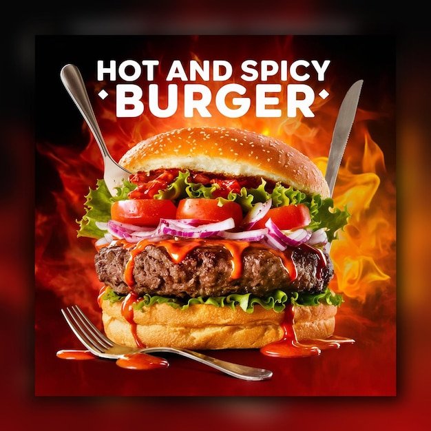 PSD menú de comida especial y restaurante de comida rápida hamburguesa redes sociales plantilla de publicación de instagram