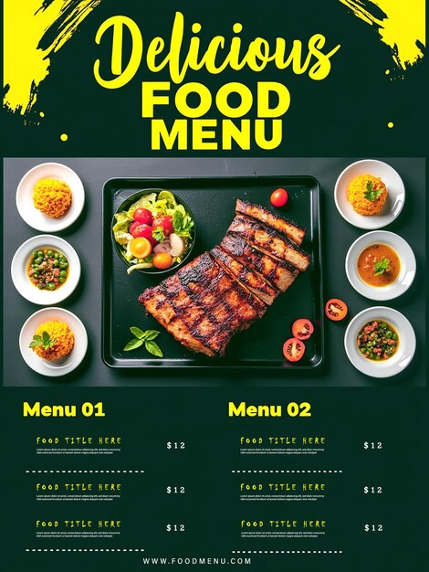 un menú para comida y menús para un restaurante