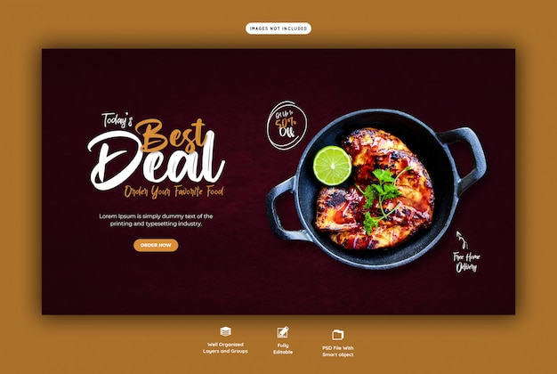 PSD menú de comida para plantilla de banner web