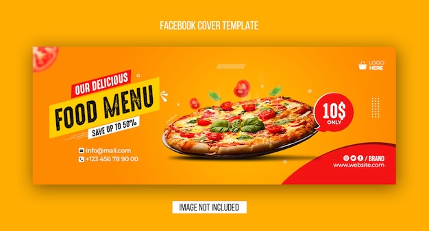 Menú de comida y restaurante, portada de facebook y diseño de plantilla de banner web