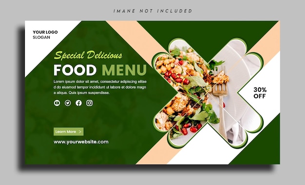 Menú de comida y restaurante portada de Facebook y plantilla de banner