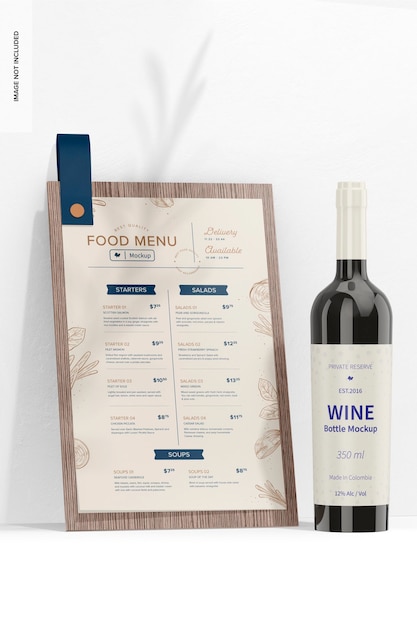 Menu con mockup di loop in pelle, con vino