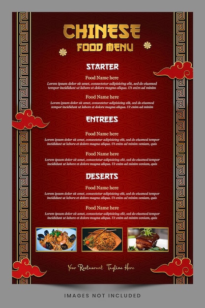 PSD menu de cuisine chinoise pour la promotion d'un restaurant chinois ou une publication sur les réseaux sociaux