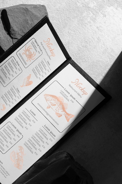 Menu dans une maquette de studio