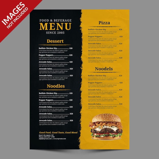 Menu dark vintage food and beverages best for restaurant promotion premium psd template