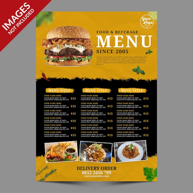 Menu Dark Vintage Food and Beverages Best for Restaurant Promotion Premium PSD Template