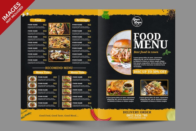 PSD menu dark vintage food and beverages best for restaurant promotion premium psd template