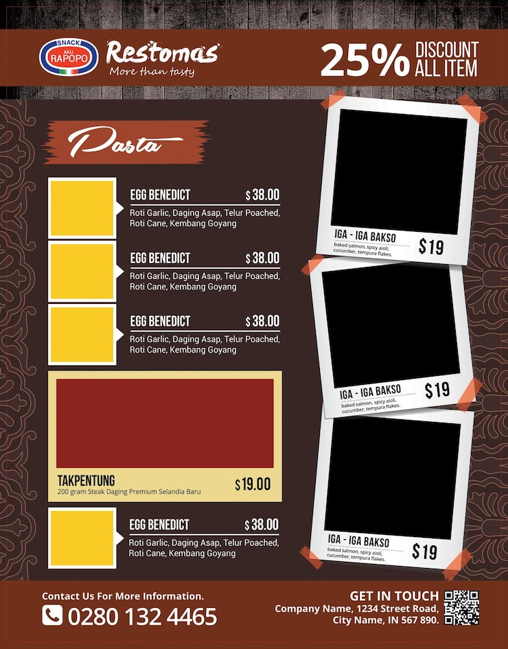 PSD menu de alimentação flyer carta para nós