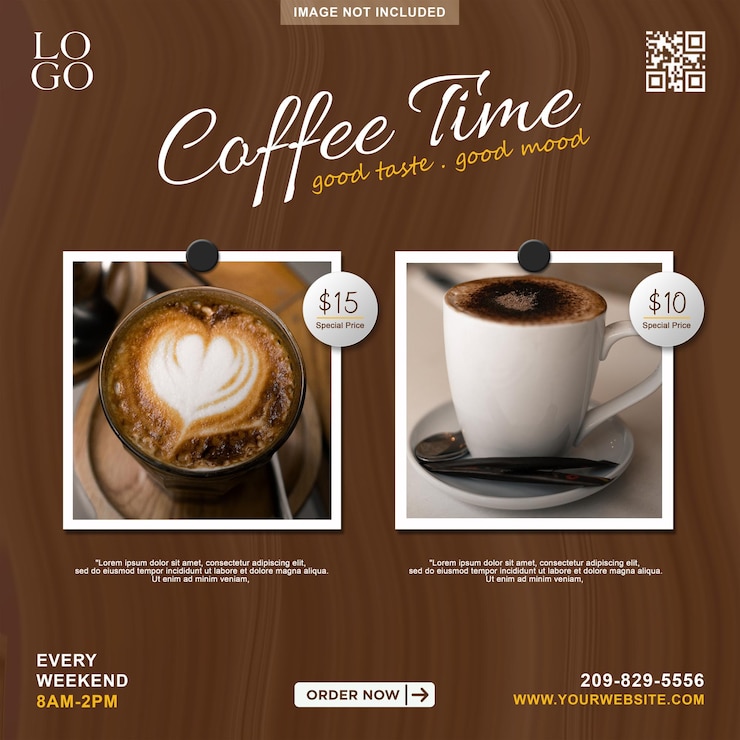 Menu de café promoção mídia social modelo de banner de postagem do instagram