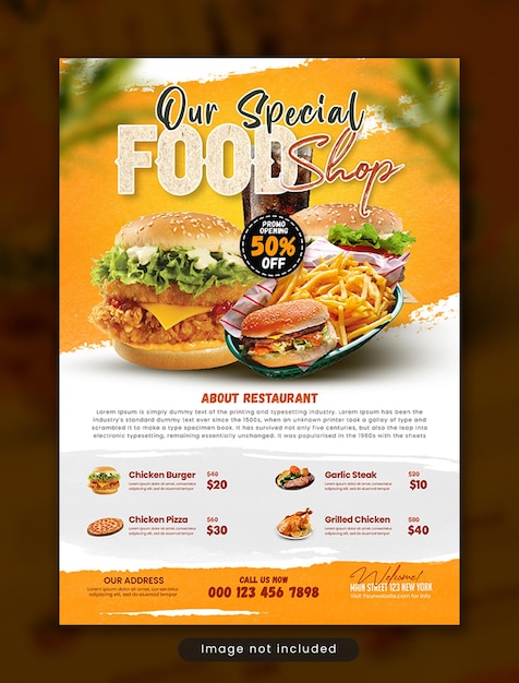 PSD menu de comida american delicious burger post de instagram de mídia social