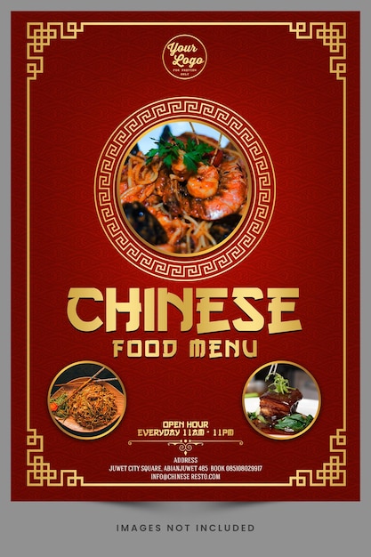 Menu de comida chinesa para promoção de restaurante chinês ou postagem na mídia social