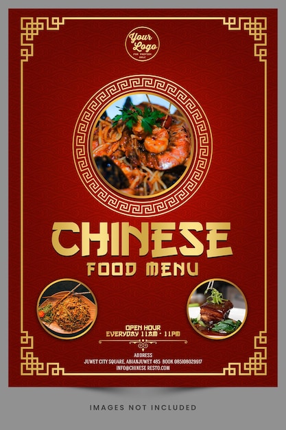 PSD menu de comida chinesa para promoção de restaurante chinês ou postagem na mídia social