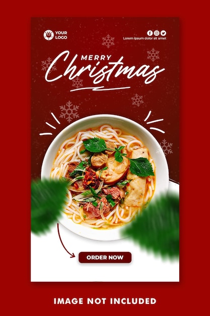 PSD menu de comida de natal modelo de postar histórias no instagram nas mídias sociais