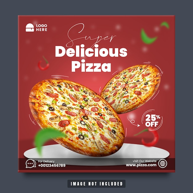 Menu de comida de pizza deliciosa e modelo de promoção de folheto de restaurante psd premium