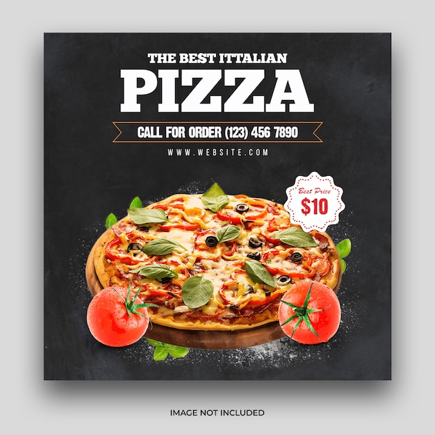 PSD menu de comida de pizza post de mídia social & modelo de banner da web psd premium