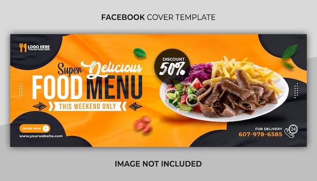 Menu de comida deliciosa capa do facebook e modelo de banner da web