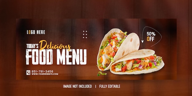 PSD menu de comida e banner de mídia social do restaurante