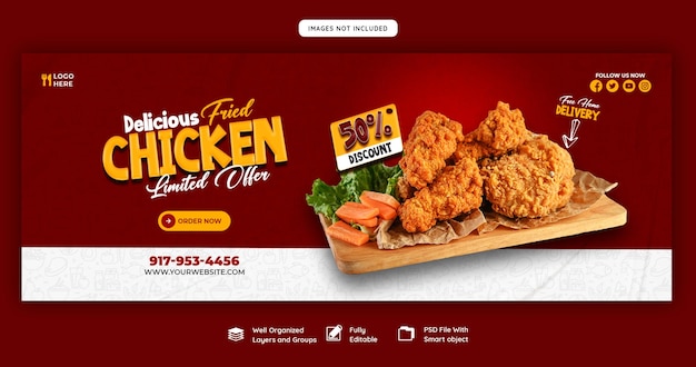 Menu de comida e modelo de capa do Facebook de restaurante