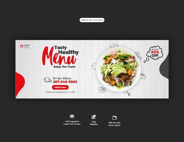 Menu de comida e modelo de capa do Facebook de restaurante