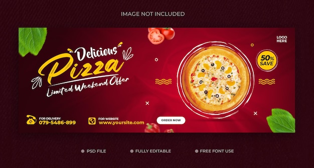 Menu de comida e pizza deliciosa modelo de banner de capa do facebook grátis