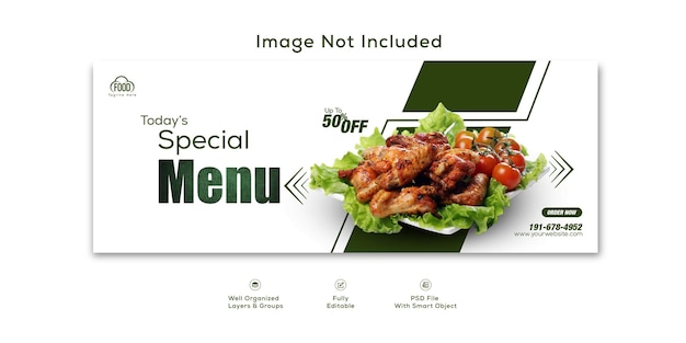PSD menu de comida e restaurante modelo de banner de mídia social