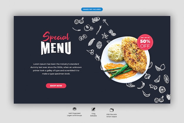 Menu de comida e restaurante web modelo de banner