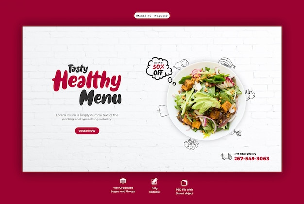 Menu de comida e restaurante web modelo de banner