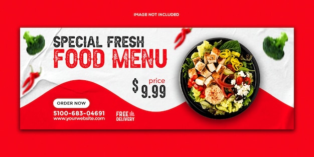 Menu de comida promoção facebook capa banner pós modelo de design