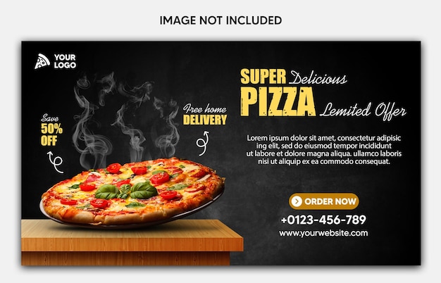 Menu de comida psd grátis e pizza deliciosa modelo de banner para instagram e facebook