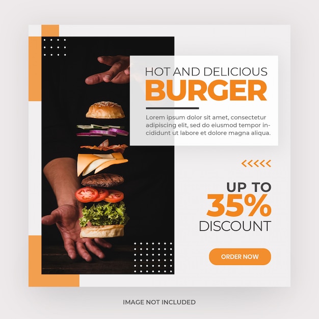 Menu de hambúrguer instagram post banner template