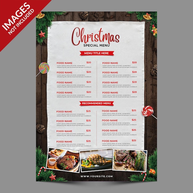 PSD menu de natal escuro