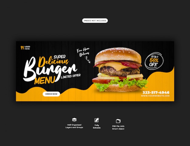 Menu de vendas de alimentos para modelo de banner da web