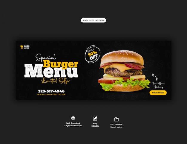 PSD menu de vendas de alimentos para modelo de banner da web