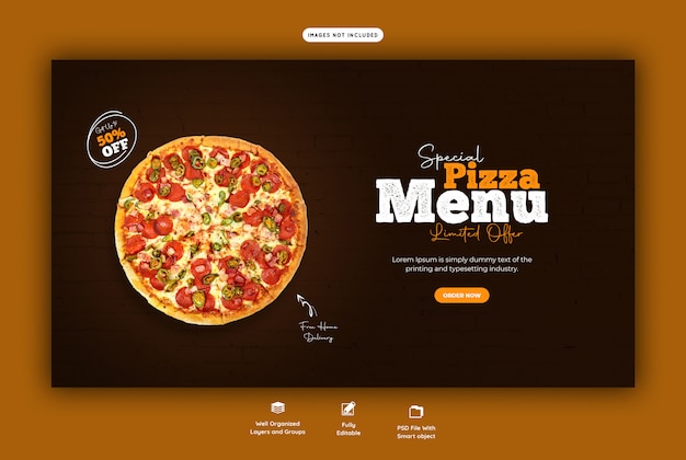 Menu de vendas de alimentos para modelo de banner da web