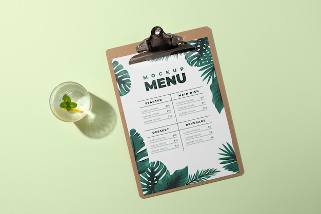 PSD menu de verão criativo com ingredientes