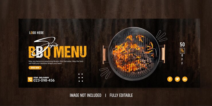 Menu del cibo e banner sui social media del ristorante