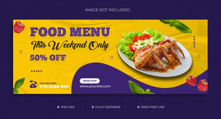 Menu del cibo e modello di copertina dei social media di Facebook del ristorante gratuito