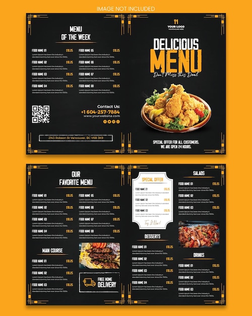 Menu del ristorante moderno per hamburger