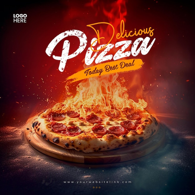 PSD menu et délicieuse pizza modèle de bannière de médias sociaux