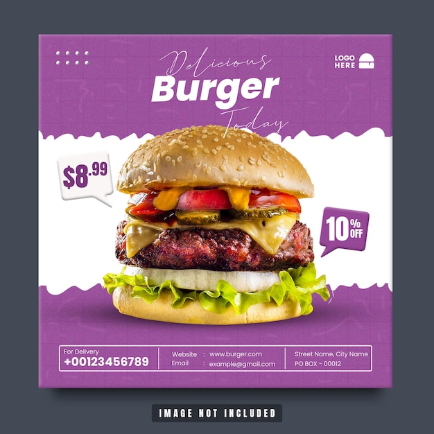 Menu Délicieux Burger Et Modèle De Promotion De Flyer De Restaurant Psd Premium