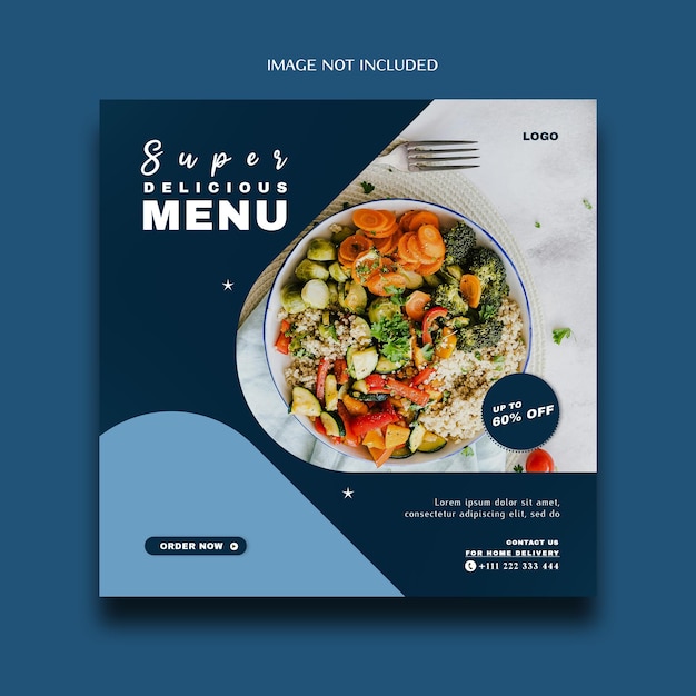 Menu delizioso modello di post sui social media