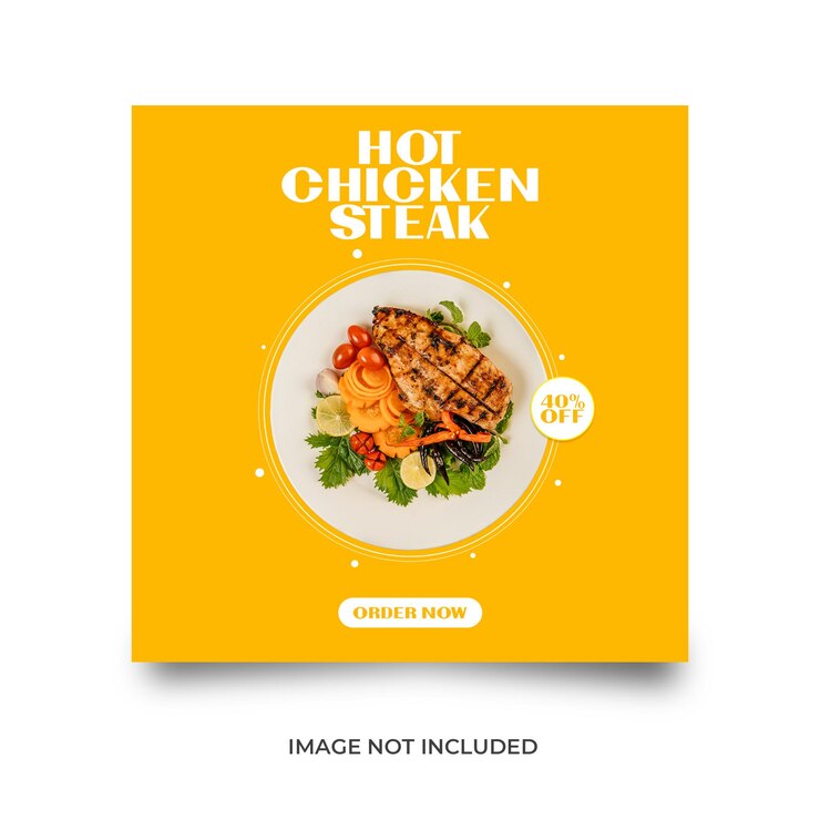 Menu di cibo delizioso e modello di social media del ristorante.