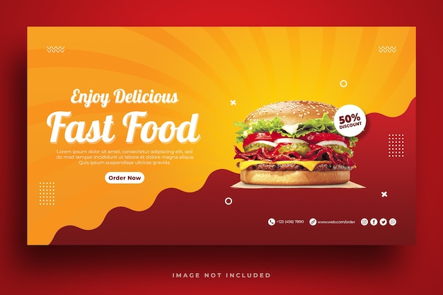 Menu di cibo e modello di banner web hamburger ristorante