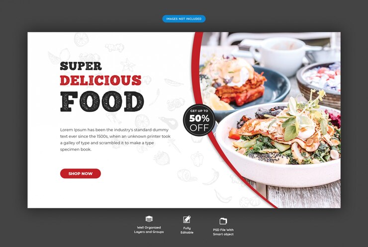 PSD menu di cibo e modello di banner web ristorante