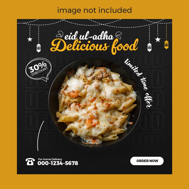 Menu di cibo per l'Eid ul Adha post sui social media