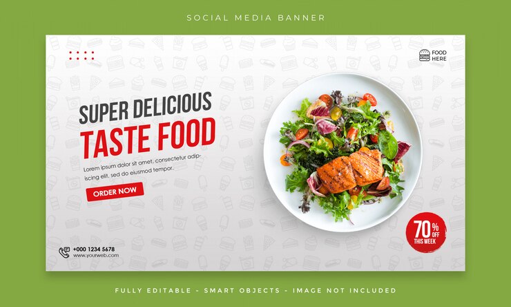 Menu di cibo post social media e banner web