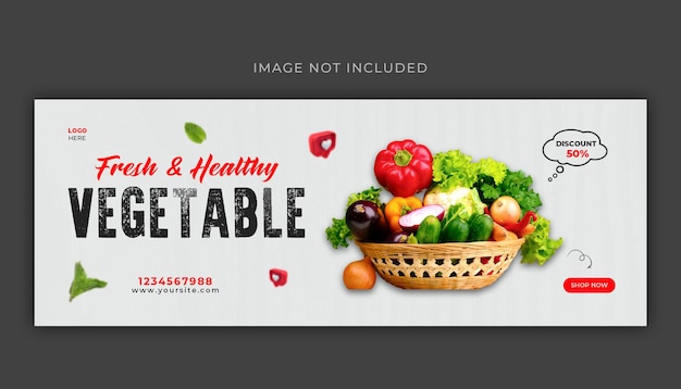 Menu di cibo sano e post sul banner di copertina di Facebook sui social media