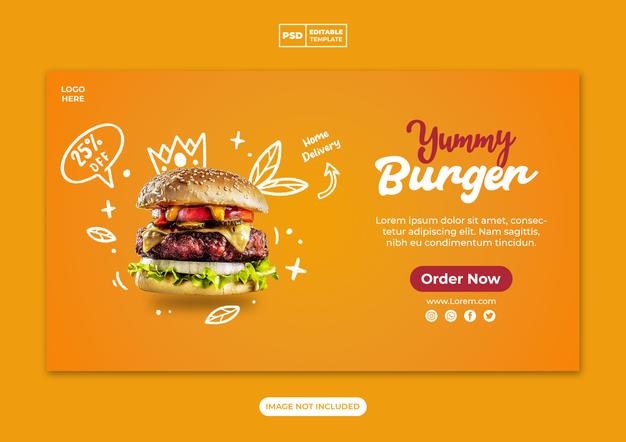 Menu di hamburger e cibo per modello di banner web e social media